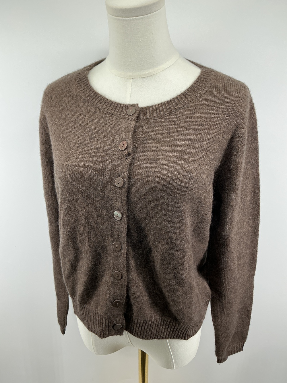 Mongolian Cashmere Cropped Crew Cardigan